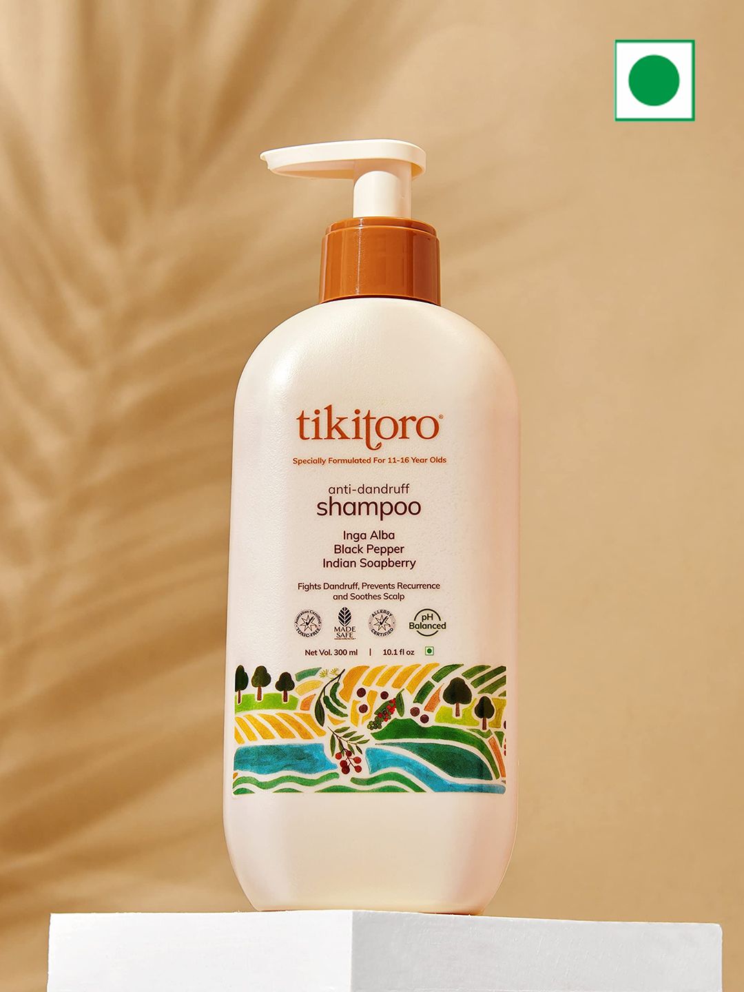 Tikitoro Anti-Dandruff Shampoo With Inga Alba, Black Pepper & Indian Soapberry- 300ml