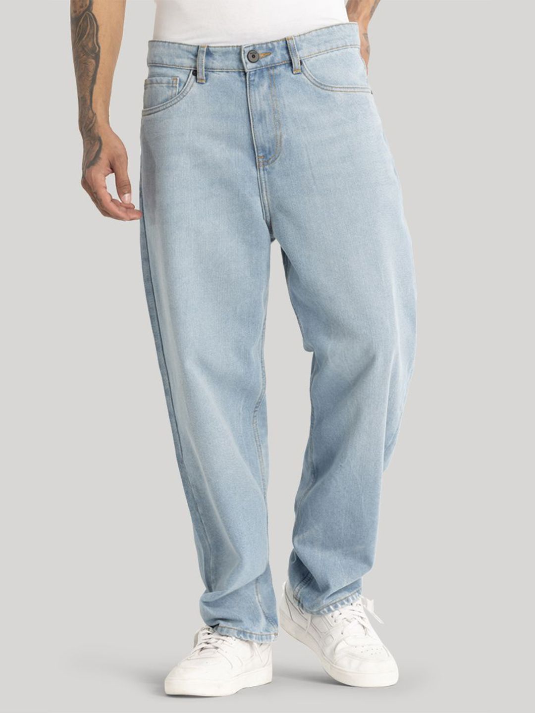 Snitch Men Mid-Rise Loose Relaxed Fit Stretchable Jeans