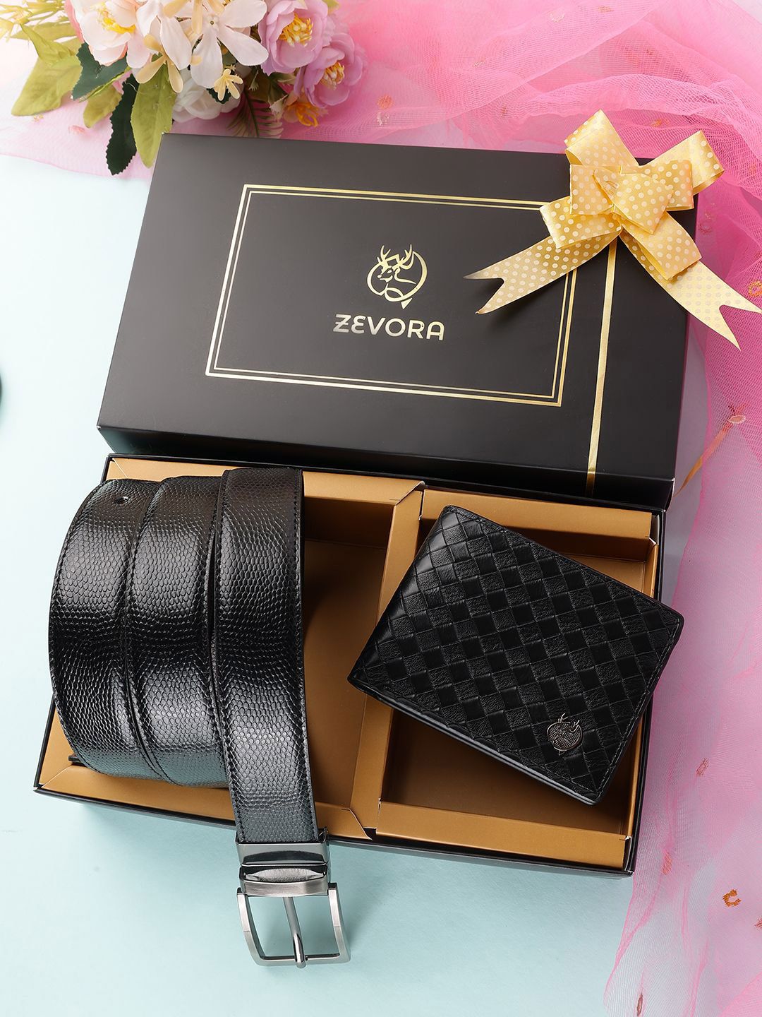 ZEVORA Men Accessory Gift Set Of Wallet With Reversible Belt
