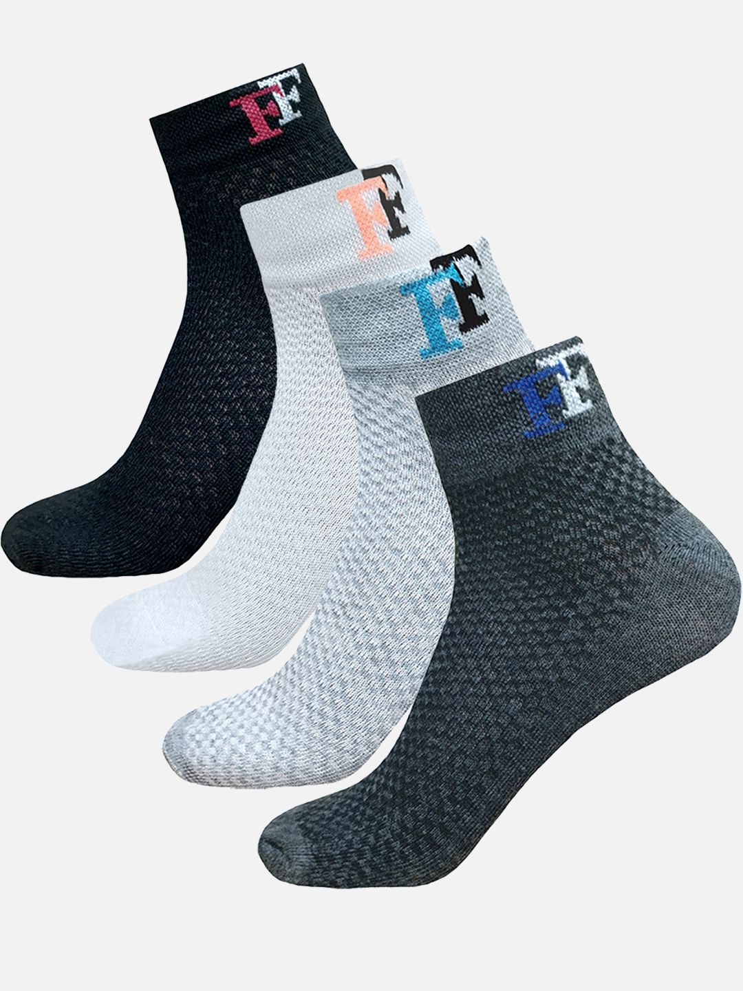 FIMS Men Pack Of 4 Patterned Ankle-Length Socks