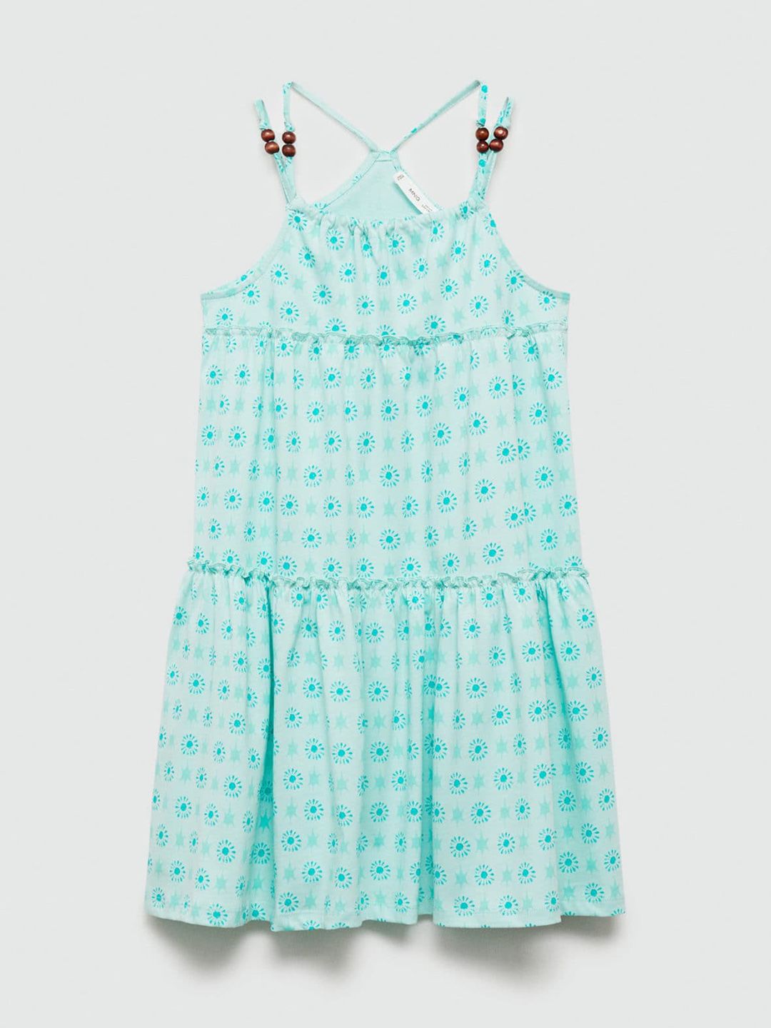 Mango Kids Girls Pure Cotton Floral Printed Tiered A-Line Dress