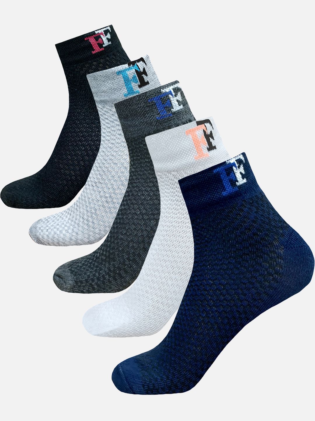 FIMS Men Pack Of 5 Patterned Ankle-Length Socks