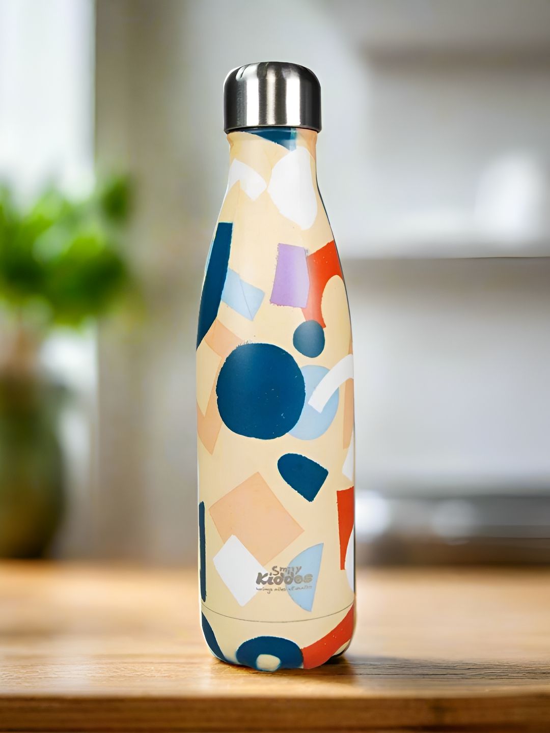 Smily Kiddos Yellow Abstract Stainless Steel Double Wall Vacuum Flask - 500ml