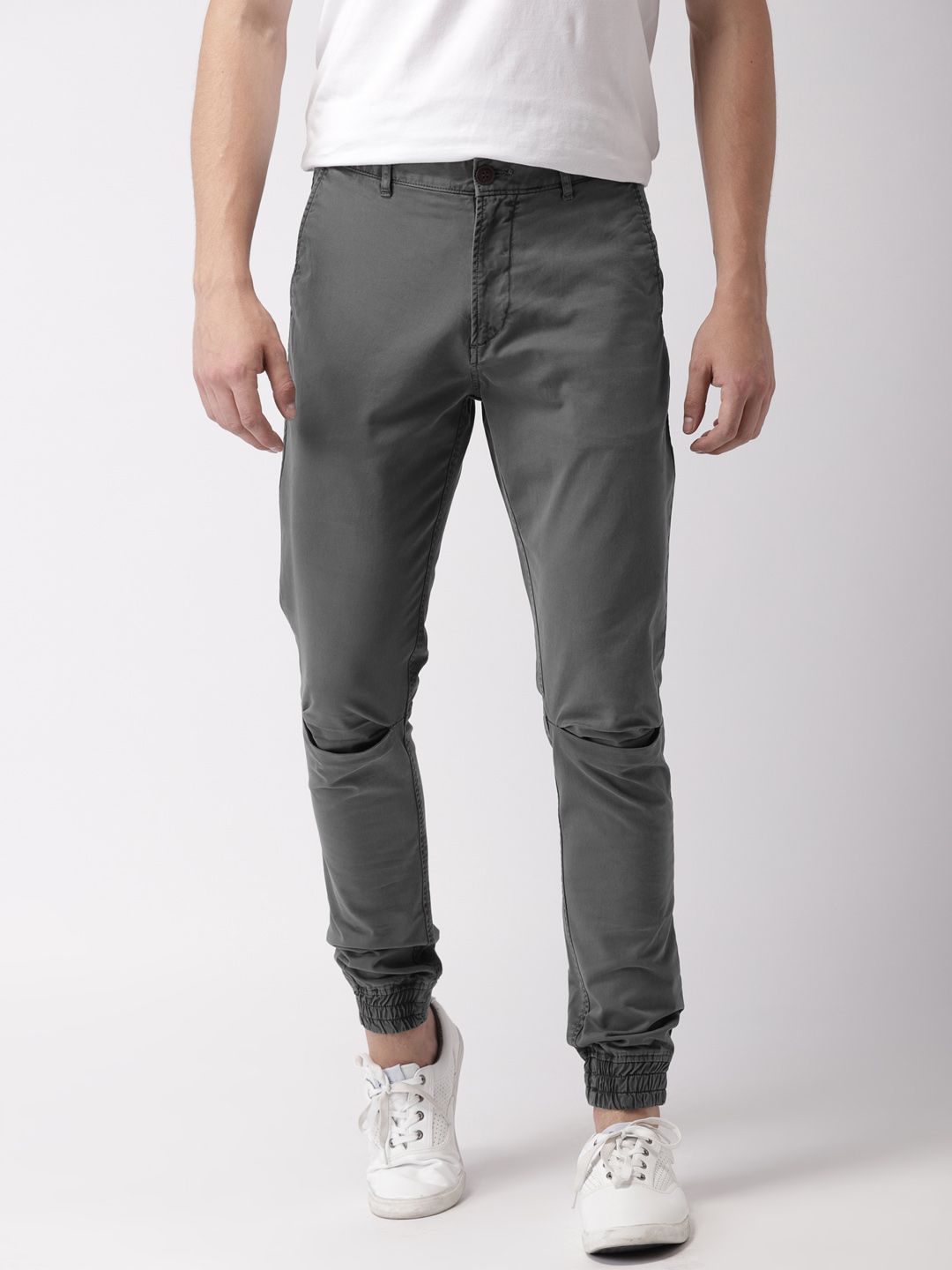 Mast & Harbour Men Grey Slim Fit Solid Regular Joggers