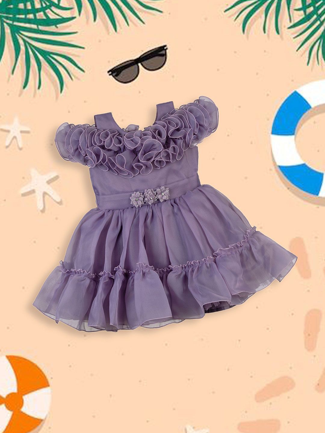 MeeMee Girls Floral Applique Fit & Flare Dress deal from myntra