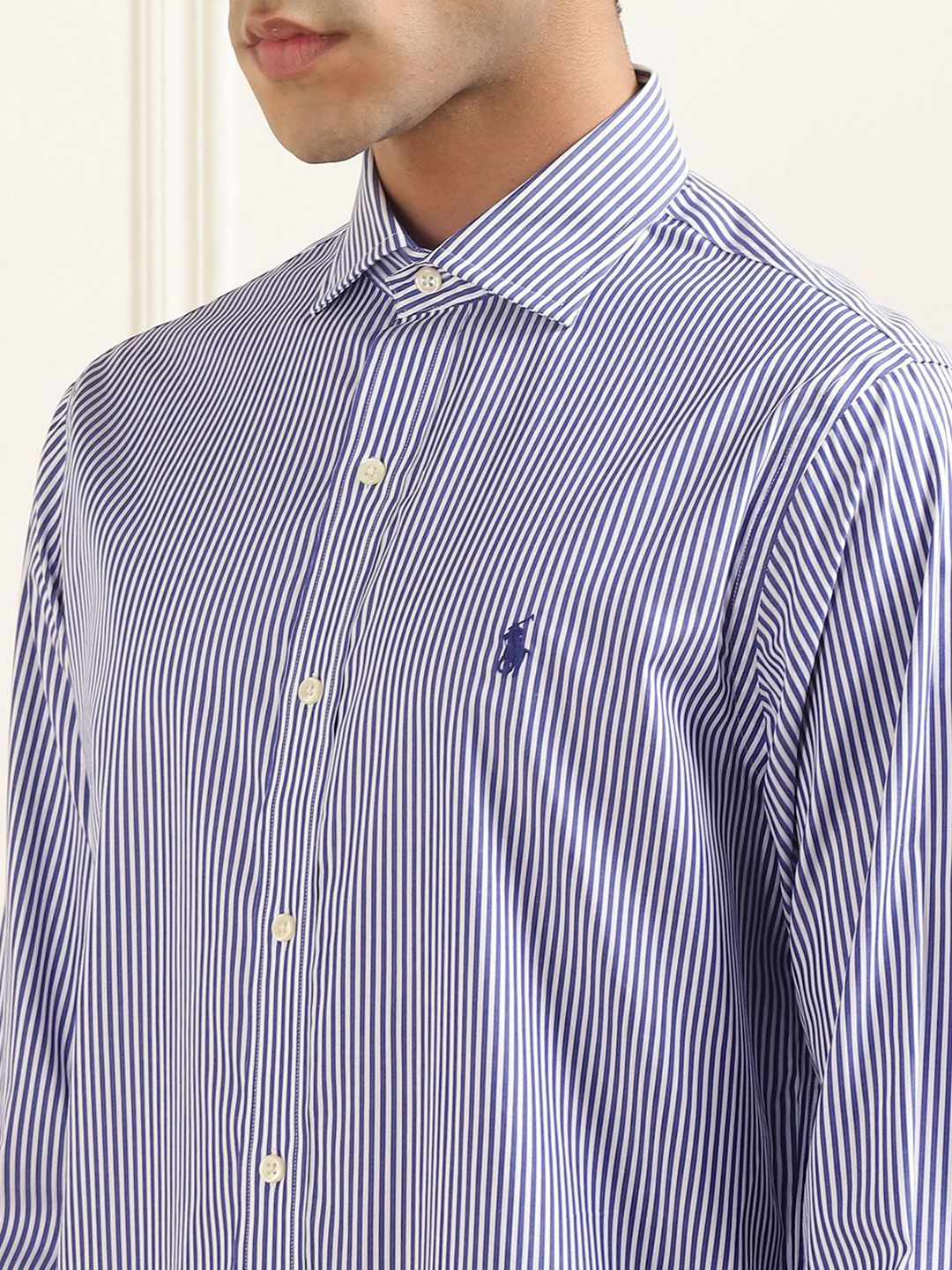 Buy Polo Ralph Lauren Vertical Striped Pure Cotton Slim Fit Logo