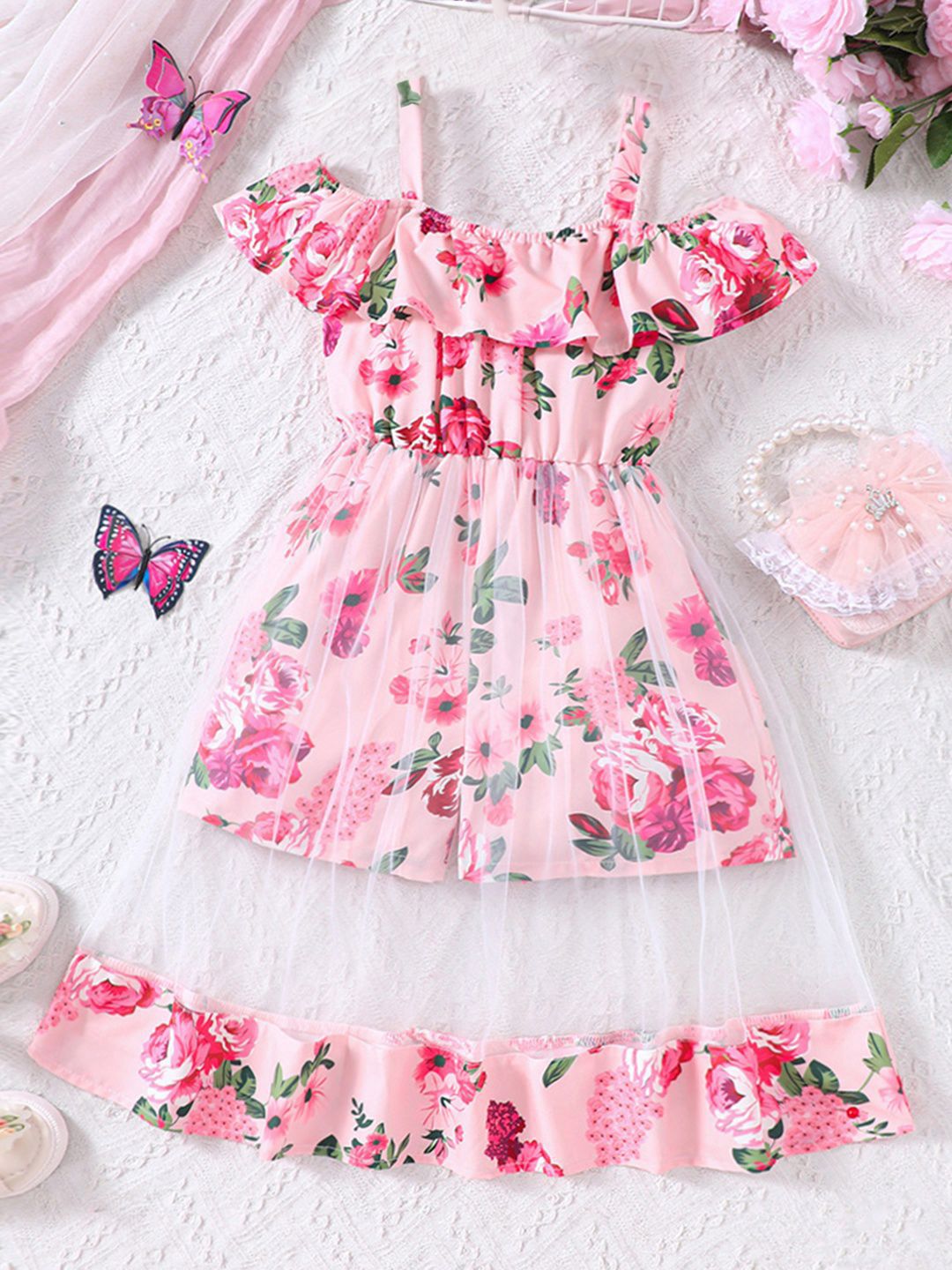 INCLUD Girls Off-Shoulder Printed Jumpsuit