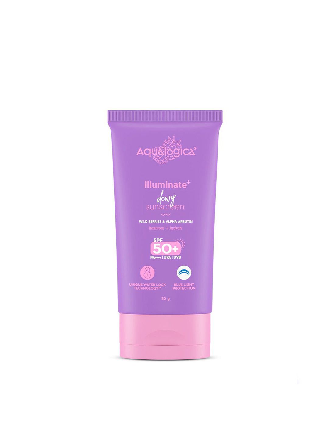 Aqualogica Wild Berries & Alpha Arbutin Illuminate+ Dewy Sunscreen SPF50+ PA++++ 30g