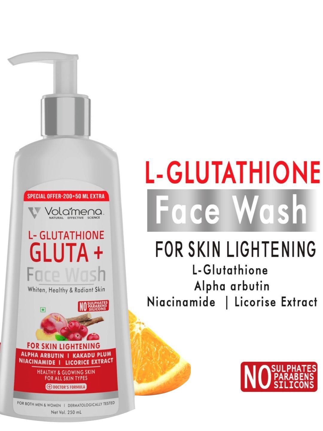 Buy Volamena L-Glutathione Gluta+ Brightening Face Wash- 250 ml - Face Wash  and Cleanser for Unisex 30572068