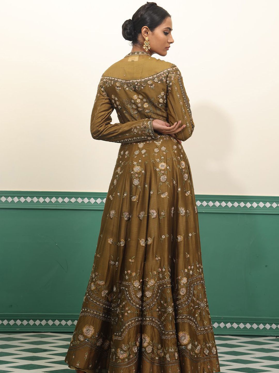sachin and babi light blue dress Samant Chauhan Square-Neck Floral Embroidered Mini Dress