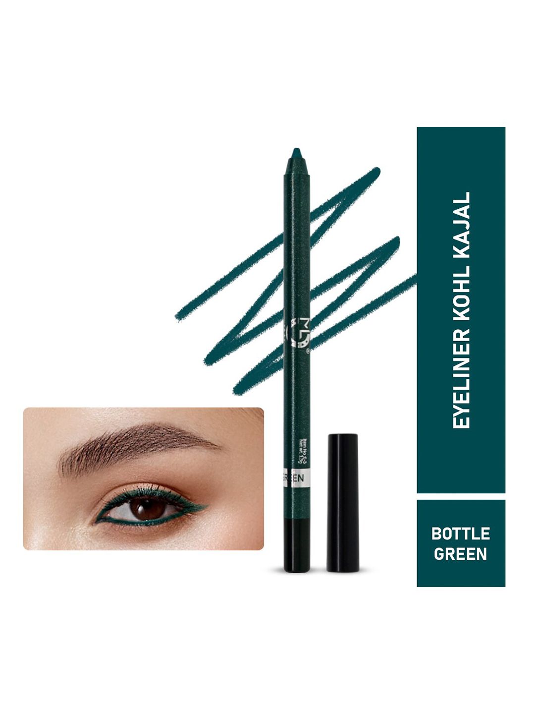 MATTLOOK Single Stroke Super Glide Eyeliner Kohl Kajal - Bottle Green