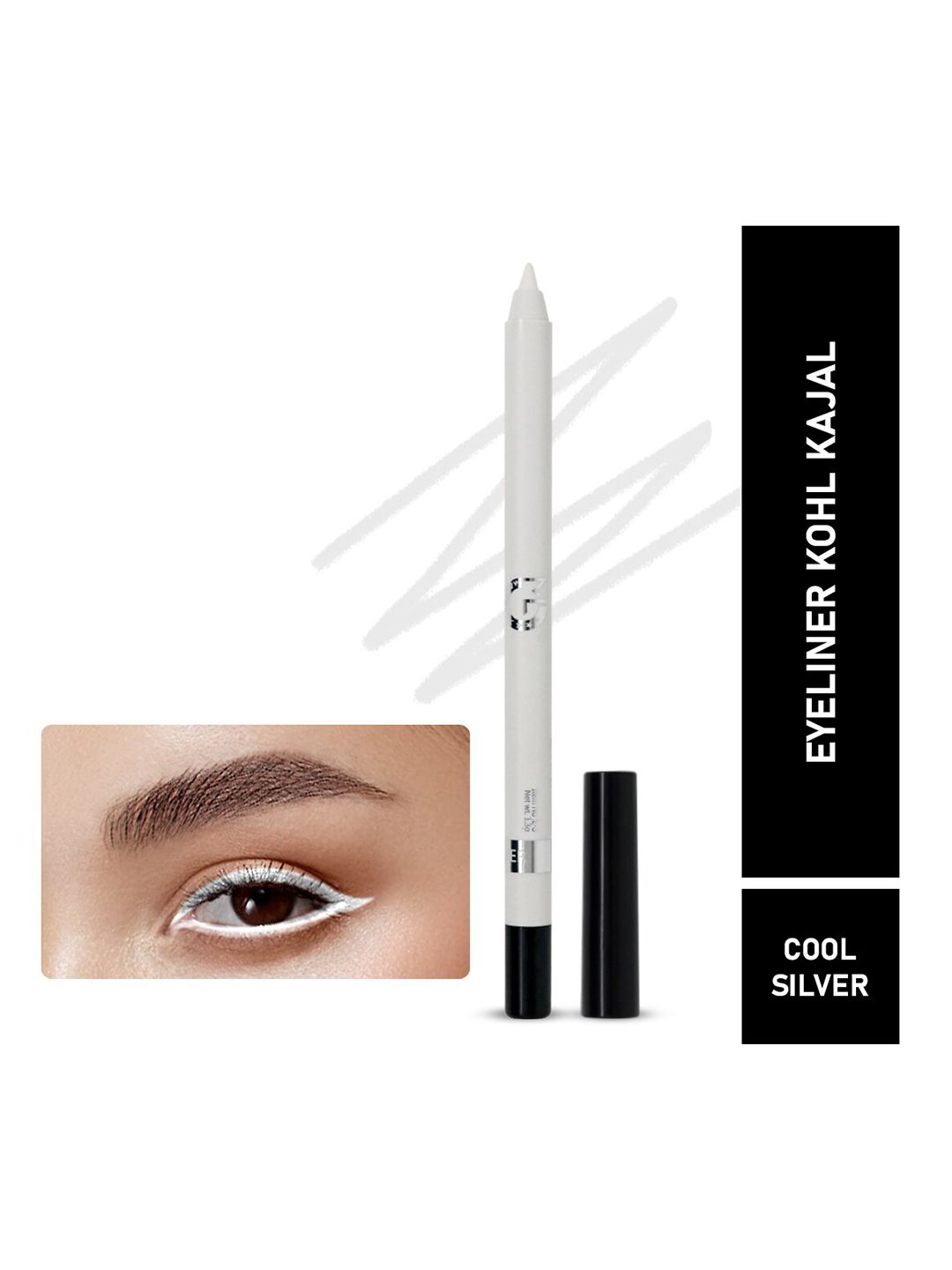 MATTLOOK Single Stroke Super Glide Eyeliner Kohl Kajal - Cool Silver