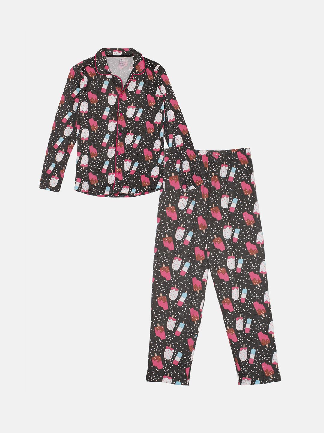 KiddoPanti Girls Conversational Printed Pure Cotton Night suits