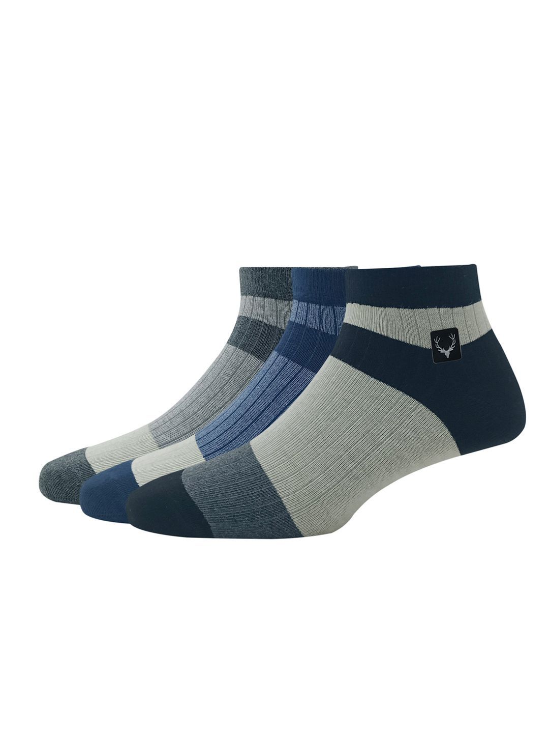 Allen Solly Men Pack Of 3 Colourblocked Cotton Ankle-Length Socks