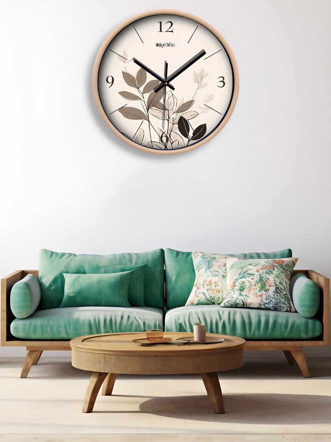 OLIVE TREE OLIVE TREE Beige & Grey Printed Contemporary Wall Clock