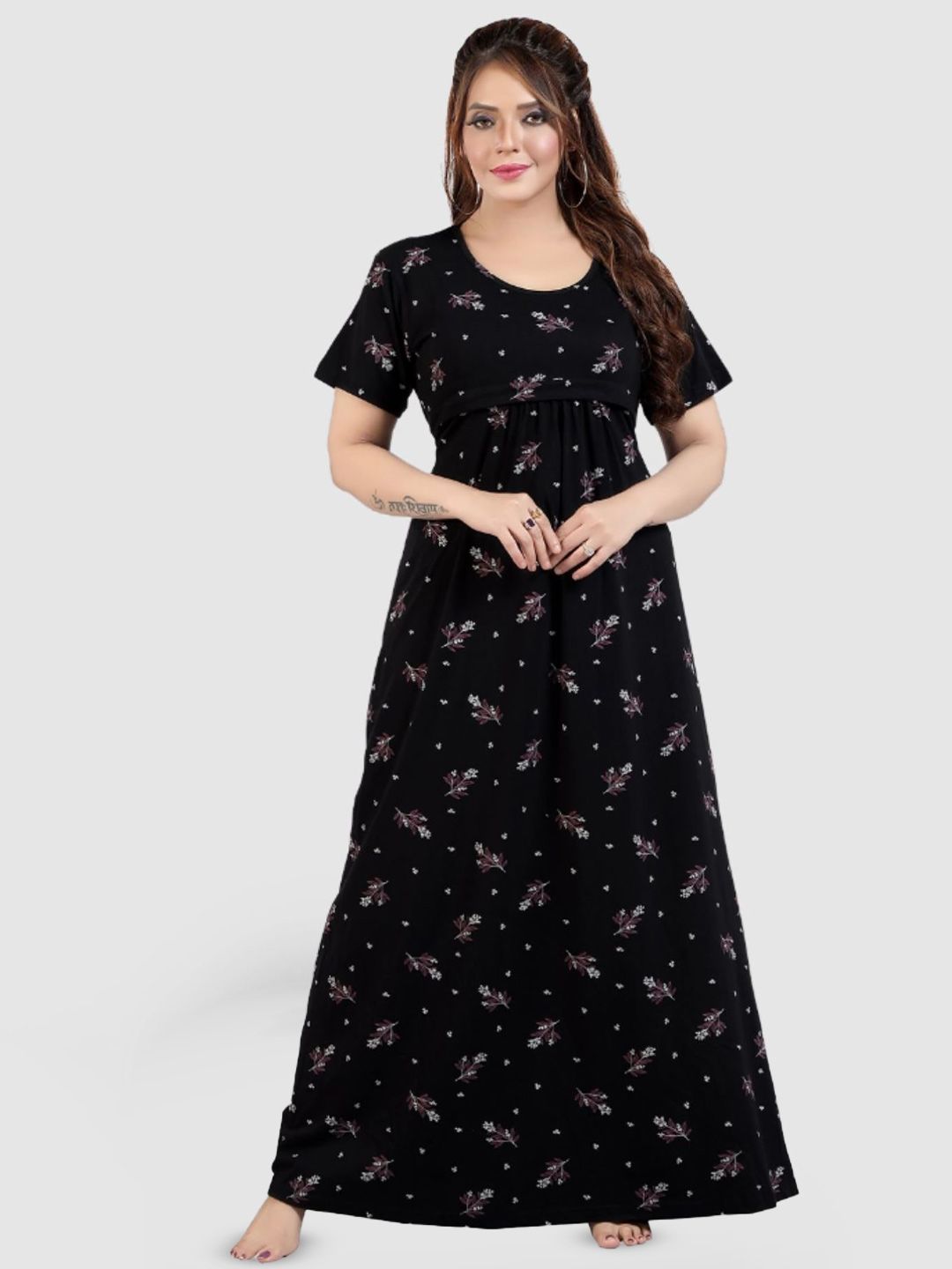 Fabme Printed Maxi Nightdress