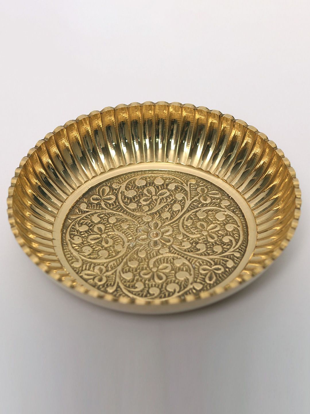 Exotic India Floral Brass Easy to Clean Navratri Pooja Thali