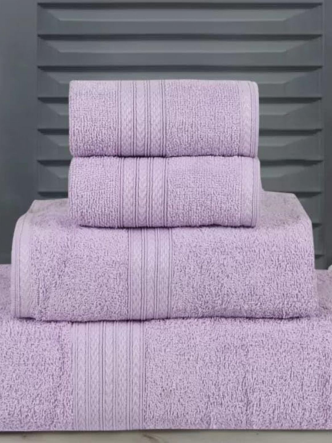 BOMBAY DYEING Lavender 4 Pieces Pure Cotton 450 GSM Towel Set