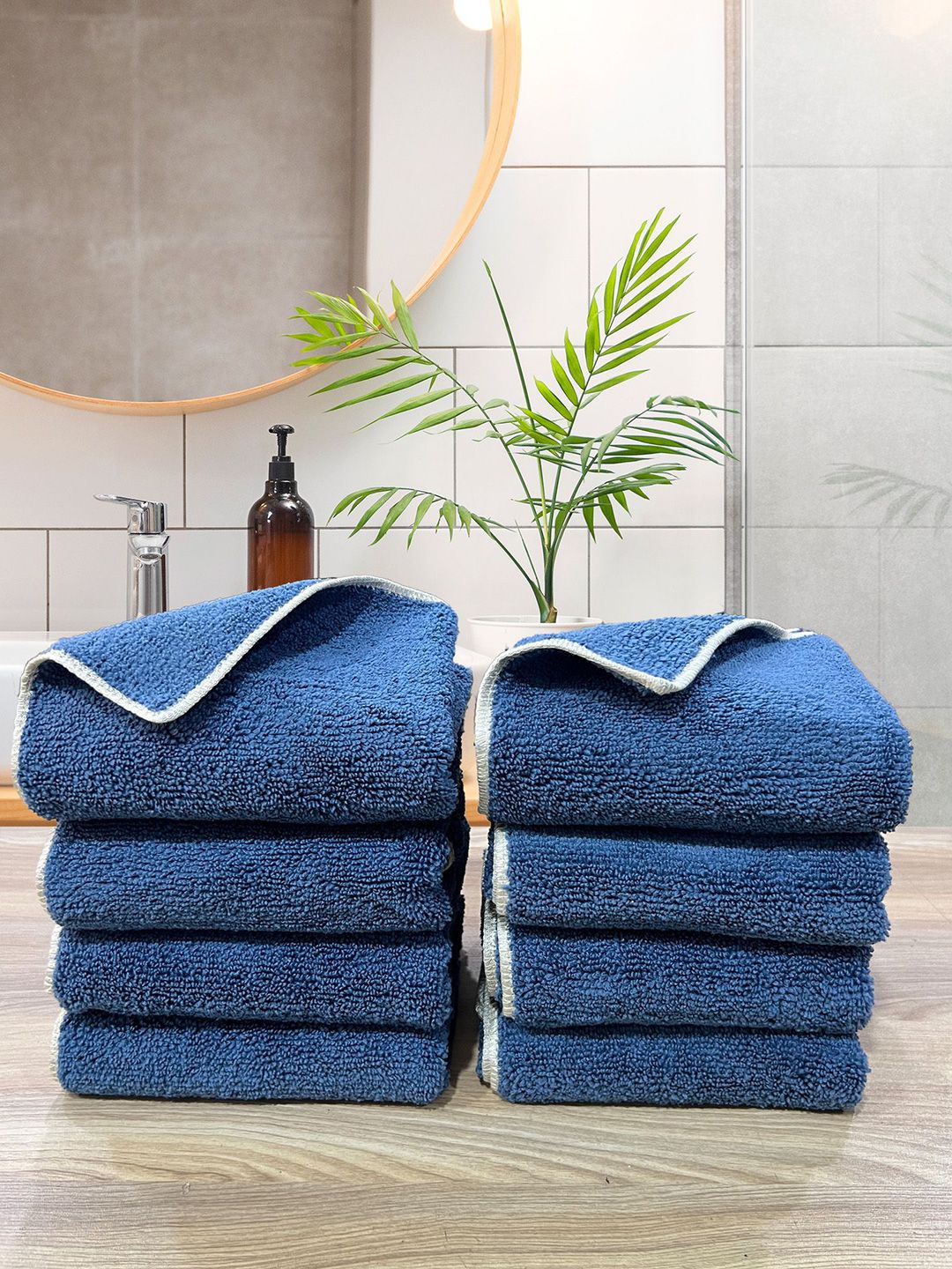 LABHAM Navy Blue 8 Pieces SuperSoft Ultra Absorbant Towel