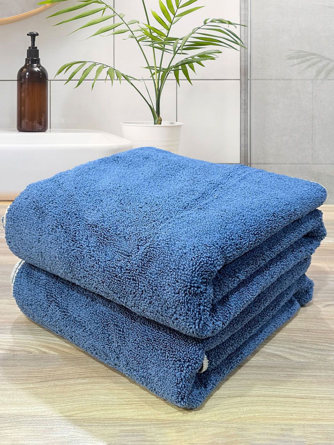 LABHAM Solid Microfiber 450GSM Super Absorbent 2PCs Adult Regular Bath Towel-30x59In