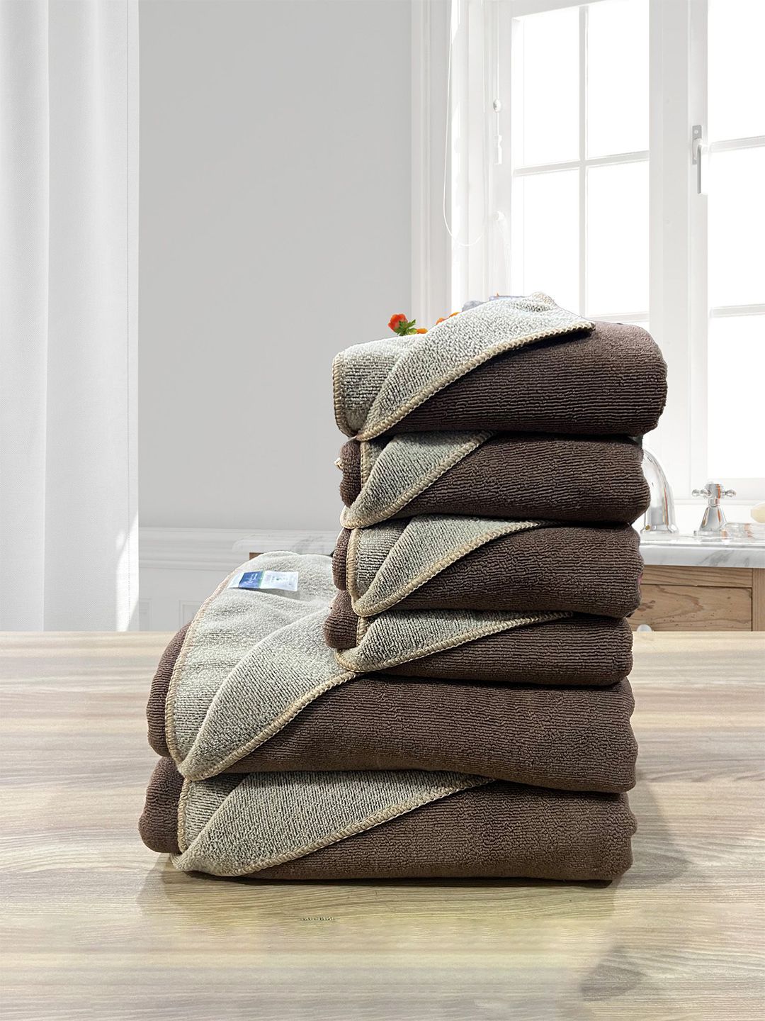 LABHAM Euphoria Brown & Beige 6 Pieces 450 GSM Towel Set