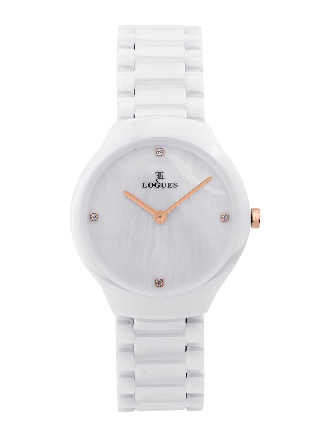 L LOGUES L LOGUES Women Brass Dial & Ceramic Bracelet Style Straps Analogue Watch L 1978 AC-16