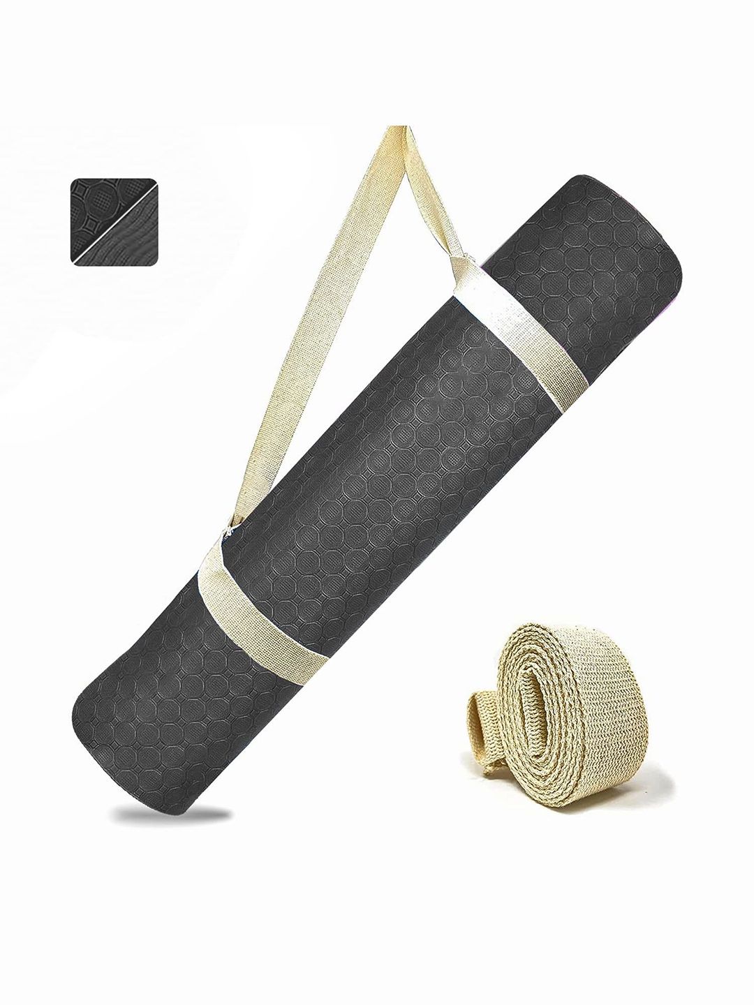 STRAUSS STRAUSS Black Rectangular Anti-Skid Yoga Mat