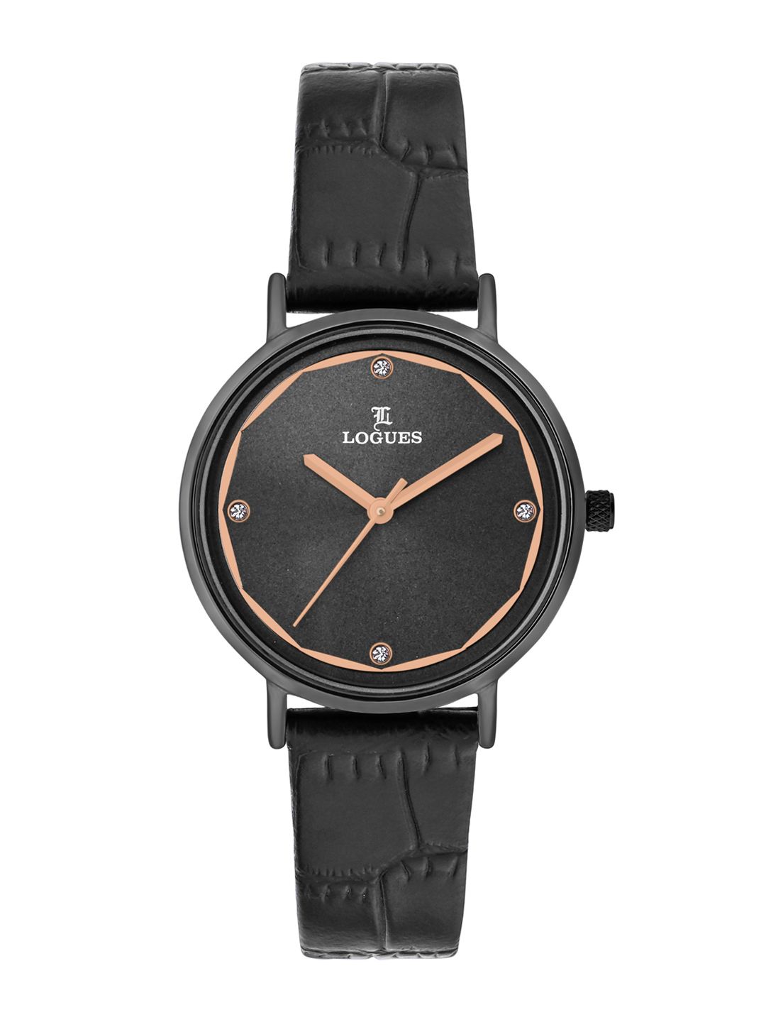 L LOGUES L LOGUES Women Brass Dial & Leather Textured Straps Analogue Watch L 5095 QL-44