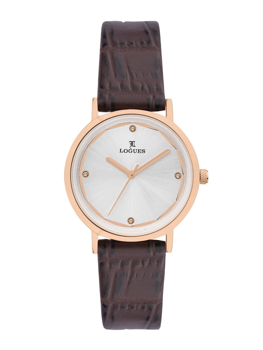 L LOGUES L LOGUES Women Brass Dial & Leather Textured Straps Analogue Watch L 5095 WL-02