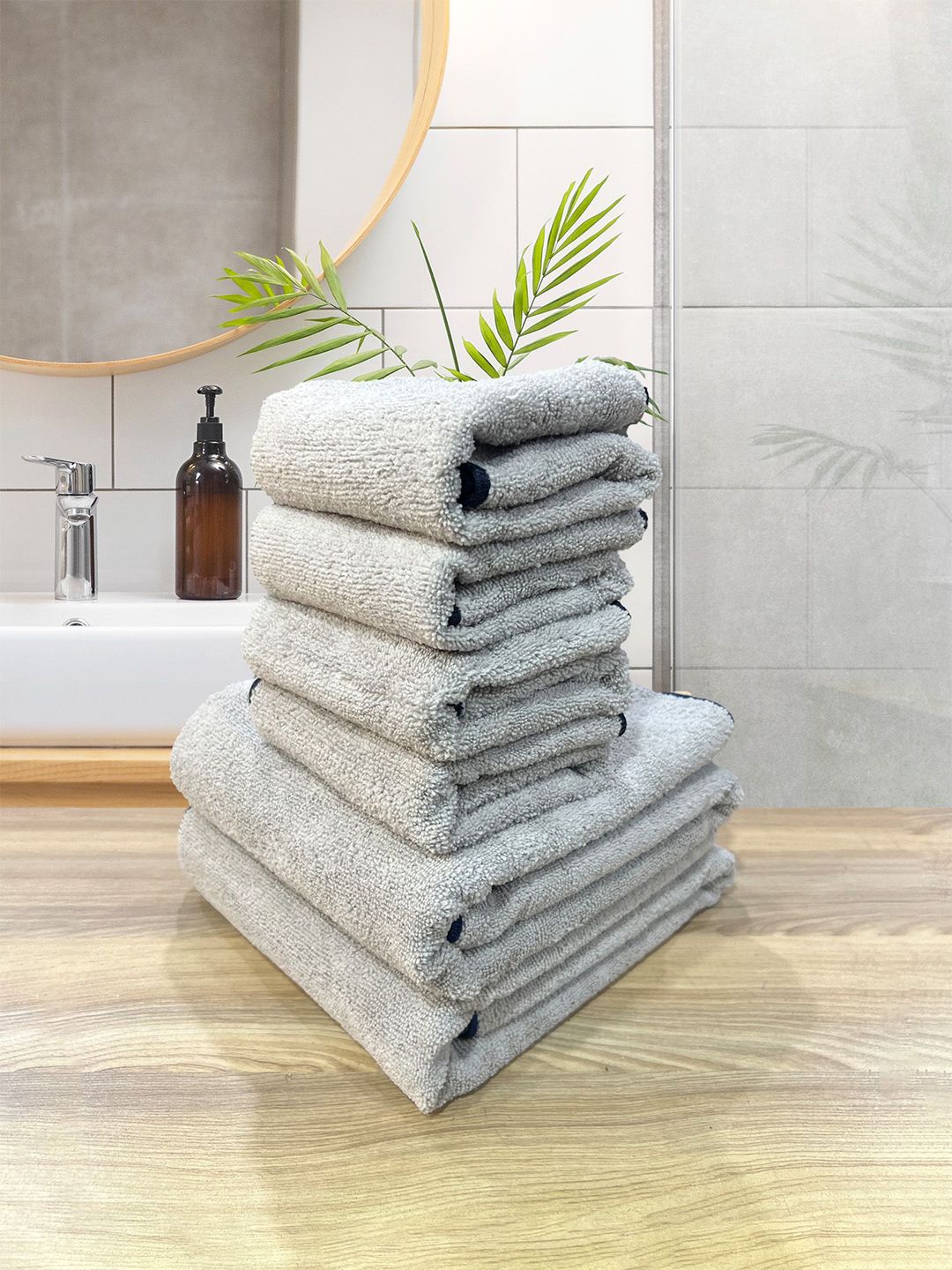 LABHAM Silver-Toned 6 Pieces Cotton 450 GSM Towel Set