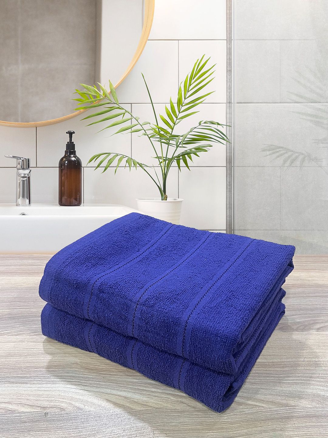 LABHAM Lightweight Pure Cotton 300GSM Quick Dry 2PCs Adult Regular Bath Towel-55x28In