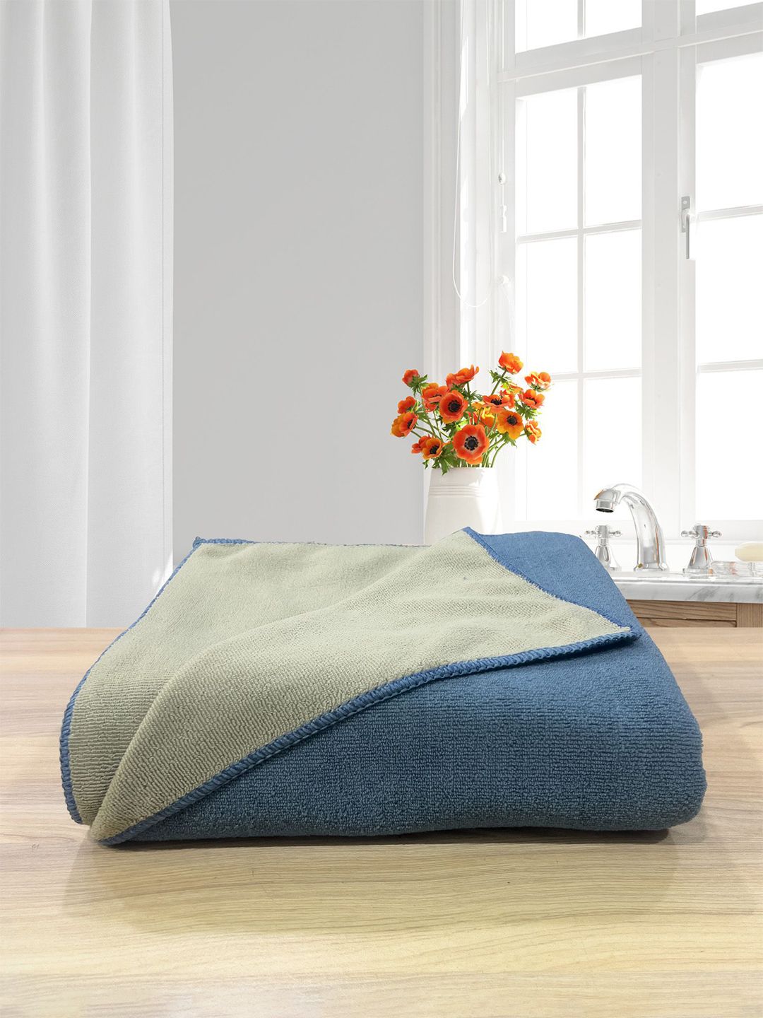 LABHAM Euphoria Olive Green & Blue Cotton 450 GSM Reversible Bath Towel
