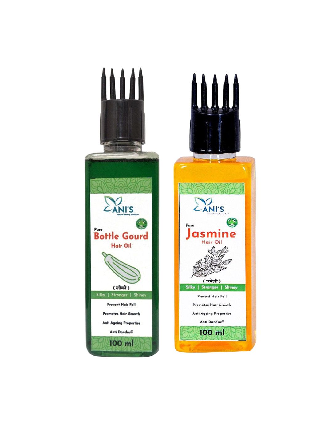 ANI'S Set Of 2 Bottle Gourd & Jasmine Hair Oil For Strong & Silky Hairs - 100ml Each