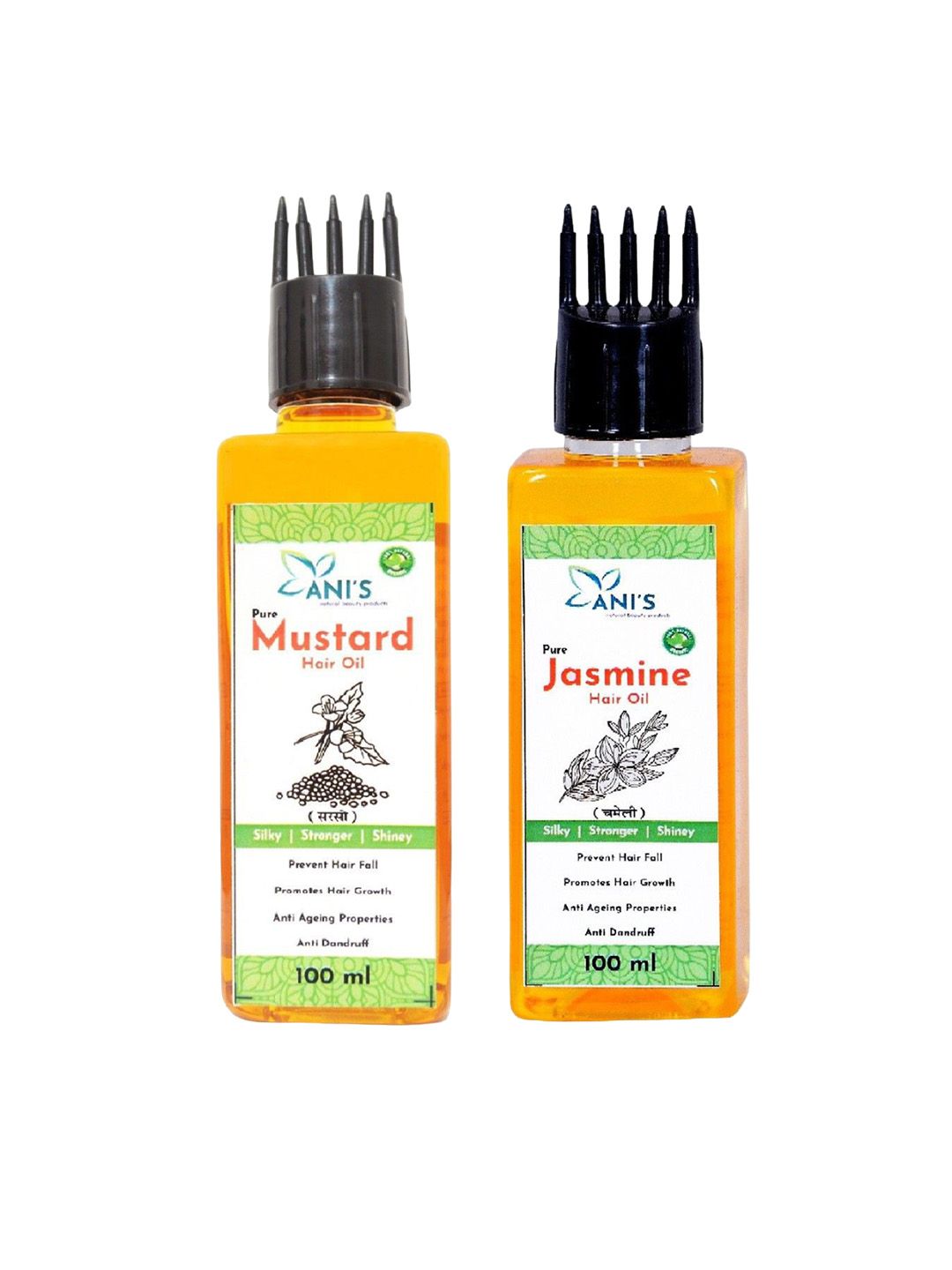 ANI'S Set Of 2 Pure Mustard & Jasmine Hair Oil For Strong & Silky Hairs - 100ml Each