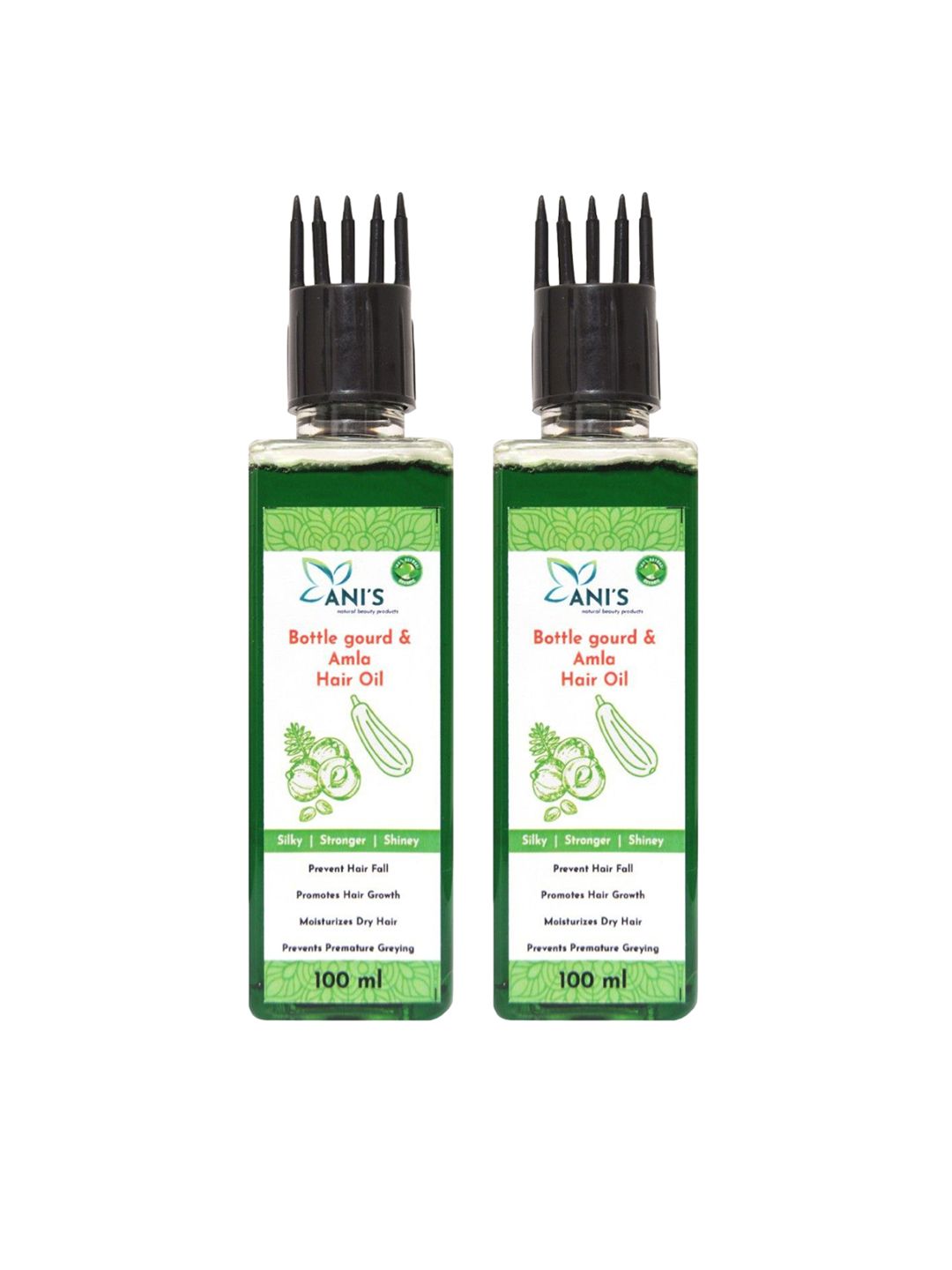 ANI'S Set Of 2 Bottle Gourd & Amla Hair Oil For Strong & Silky Hairs - 100ml Each