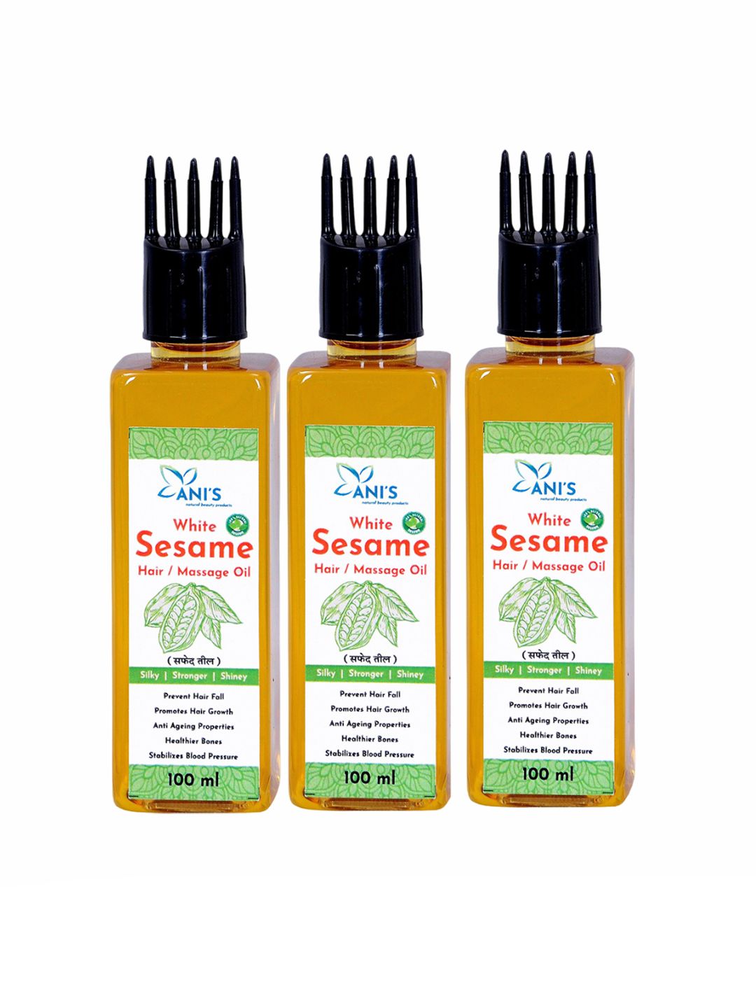 ANI'S Set Of 3 White Sesame Hair Oil For Strong & Silky Hairs - 100ml Each