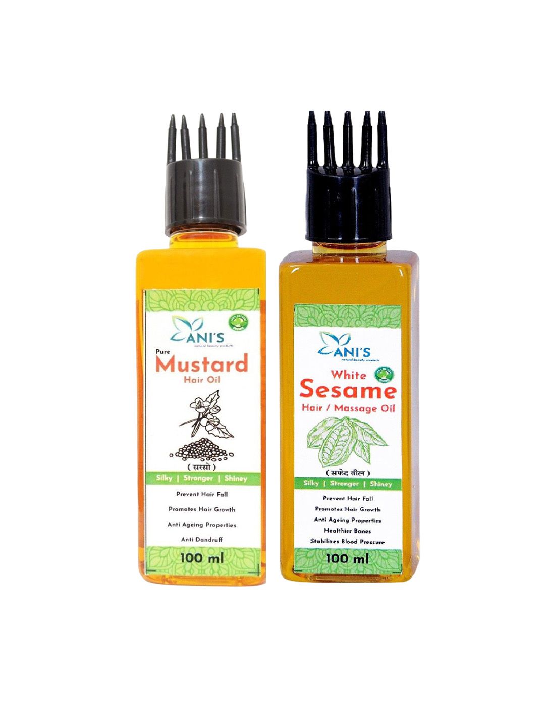 ANI'S Set Of Pure Mustard & White Sesame Hair Oils - 100ml Each