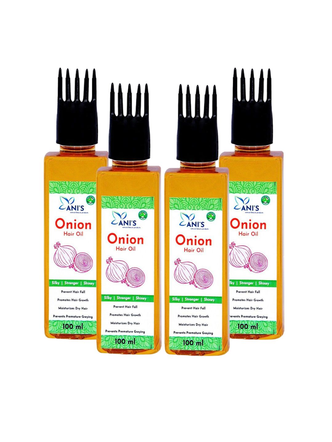 ANI'S Set Of 4 Onion Hair Oil For Strong & Silky Hairs - 100ml Each