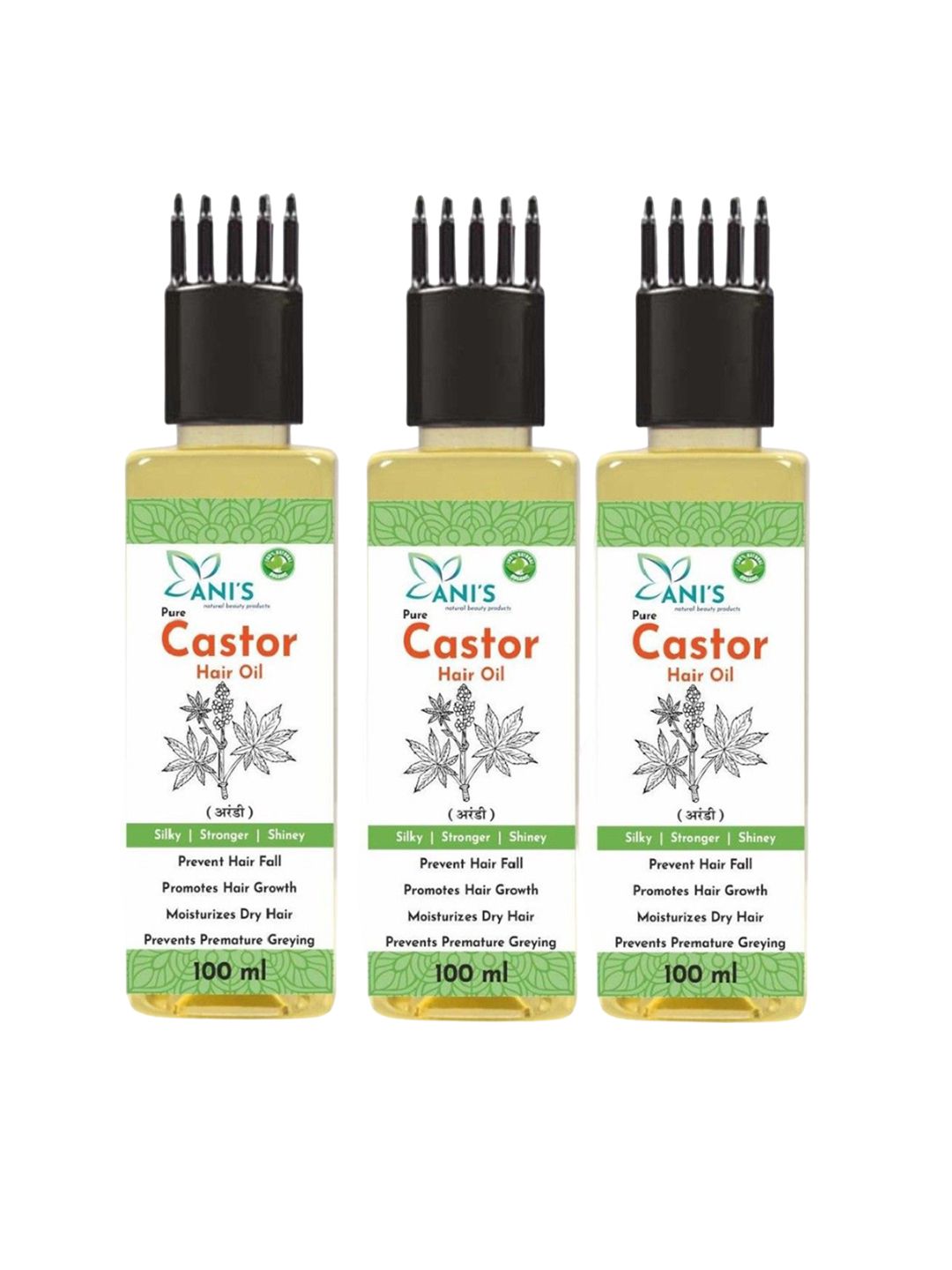 ANI'S Set Of 3 Pure Castor Hair Oils -100ml Each