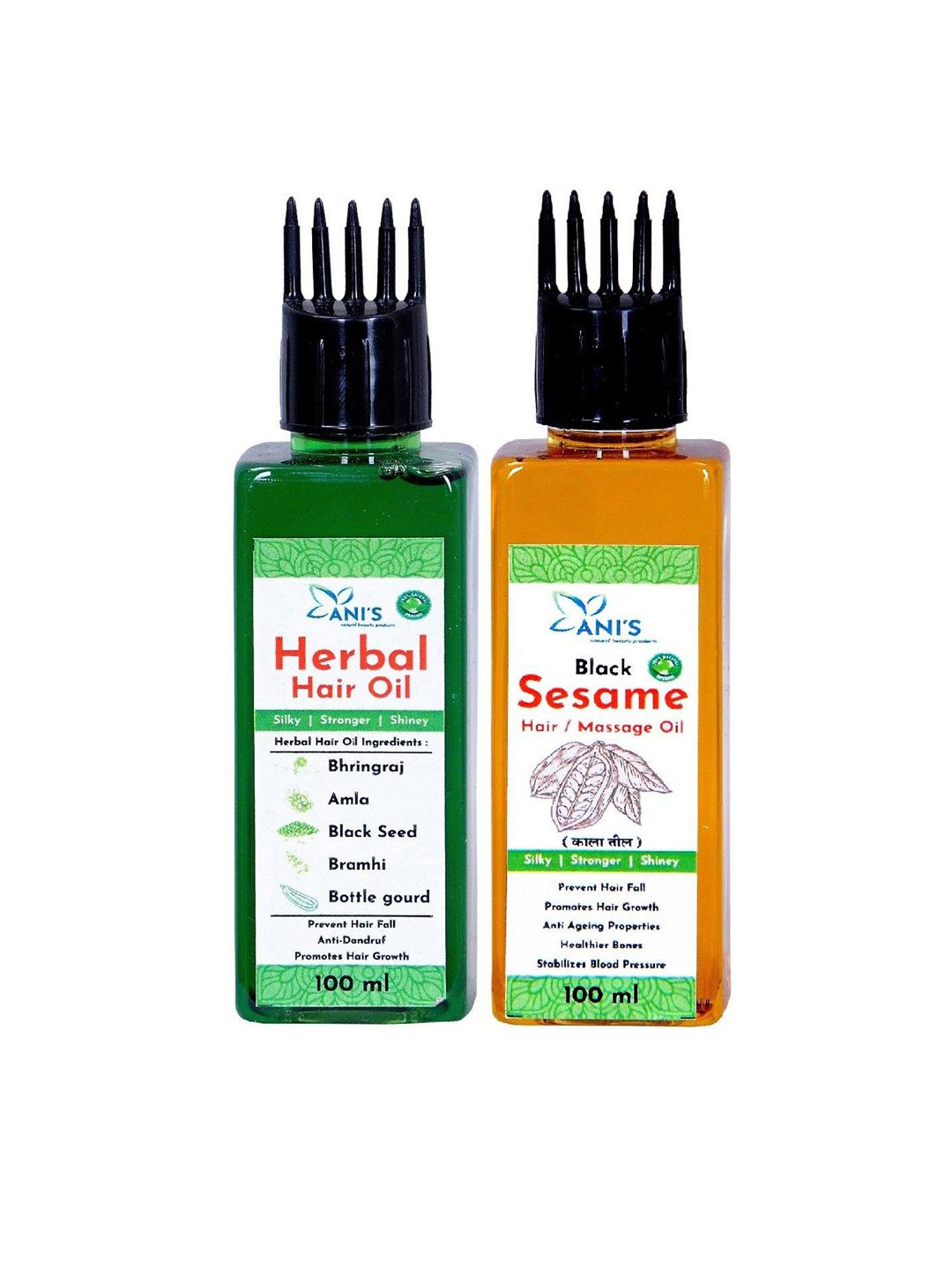 ANI'S Set Of 2 Herbal & Black Sesame Hair Oils -100ml Each