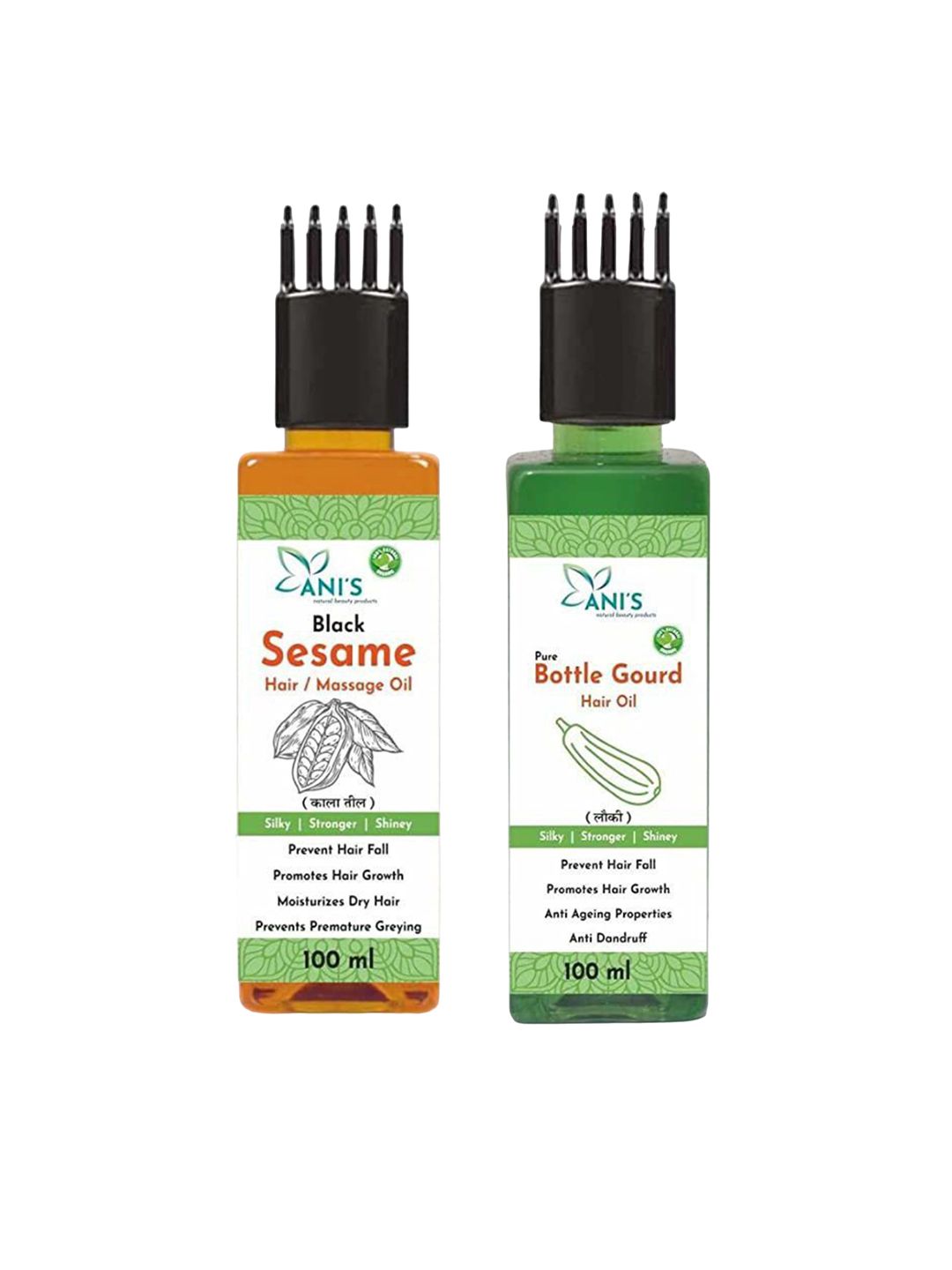 ANI'S Set Of 2 Bottle Gourd & Sesame Hair Oil For Strong & Silky Hairs - 100ml Each