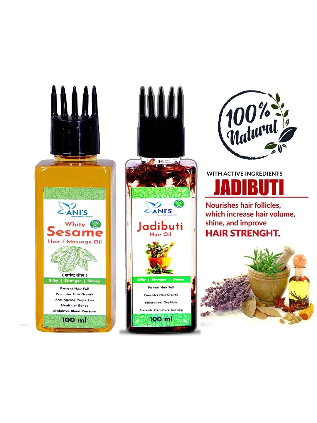 ANI'S Set Of White Sesame & Jadibuti  Hair Oils - 100ml Each