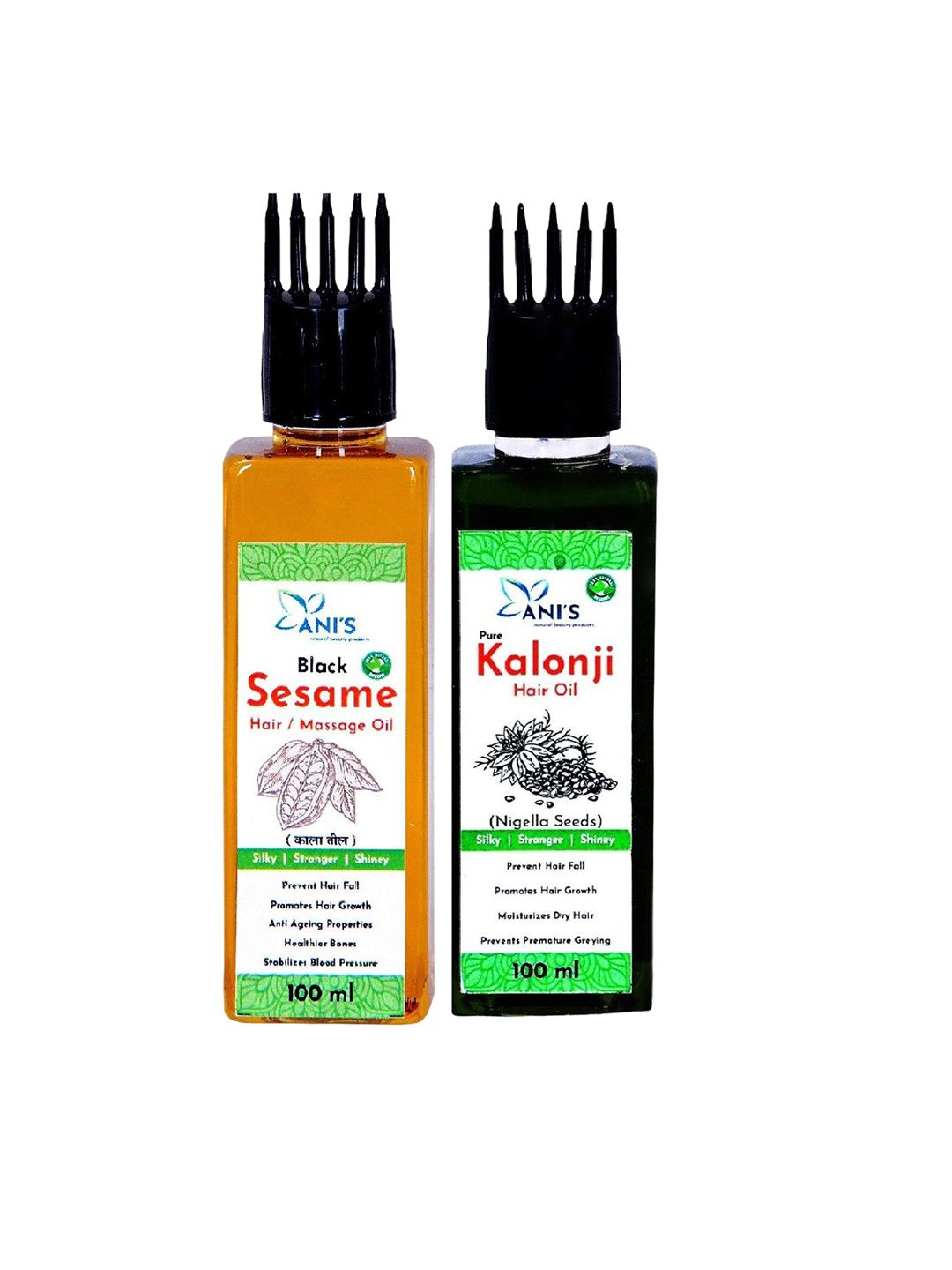 ANI'S Set Of Pure Kalonji & Black Sesame Hair Oils - 100ml Each