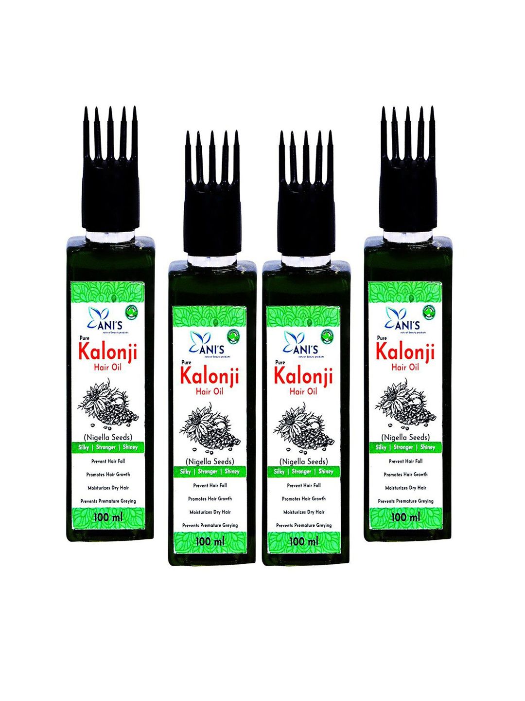 ANI'S Set Of 4 Pure Kalonji Hair Oil For Strong & Silky Hairs - 100ml Each