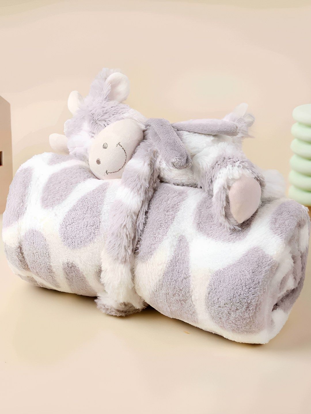 KICKS & CRAWL KICKS & CRAWL Grey & White Geometric 210 GSM Single Bed Blanket