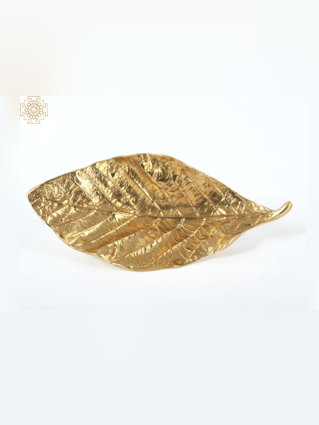 Exotic India 9'' Brass Finely Textured Leaf - Door Handle