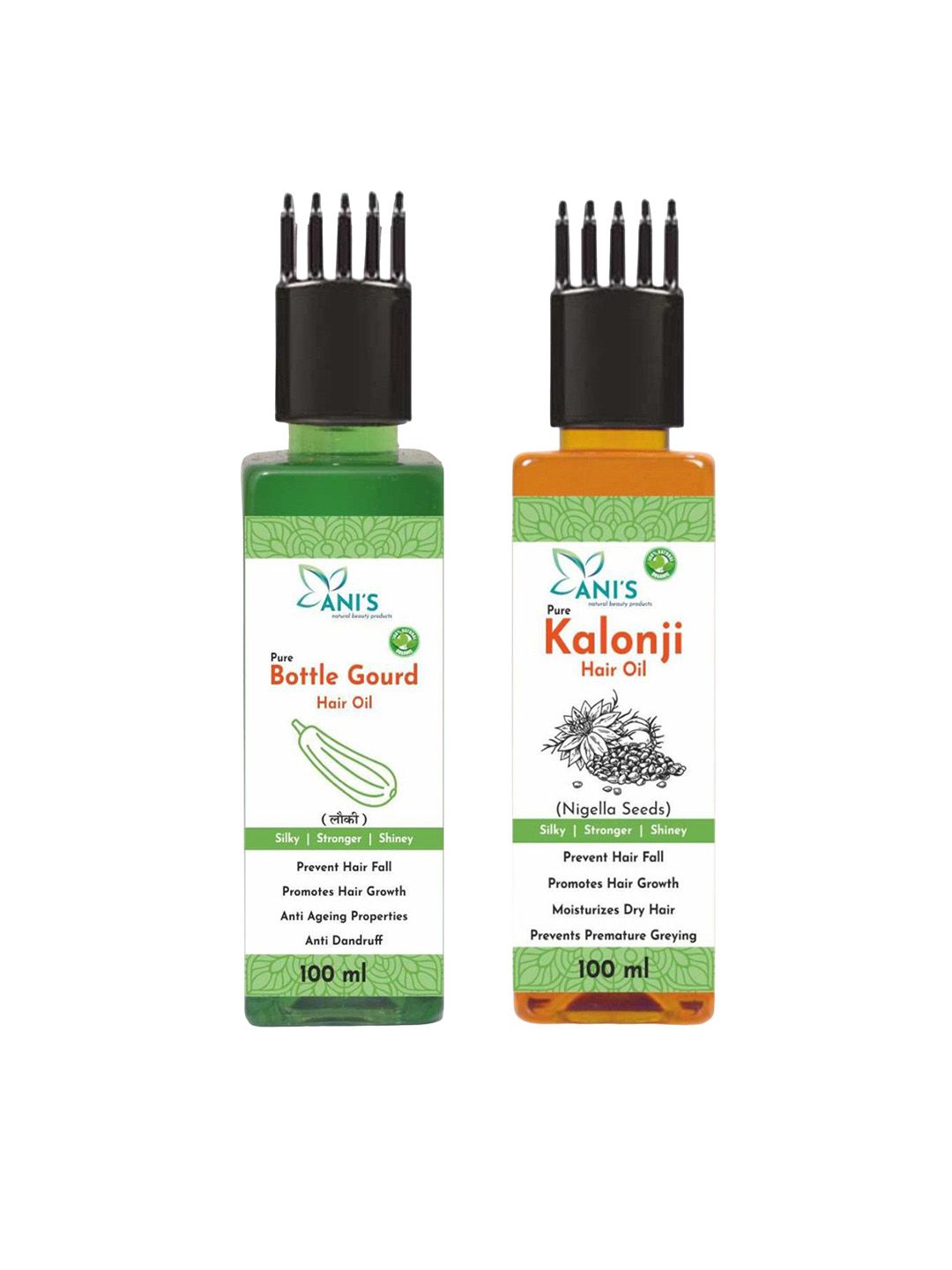 ANI'S Set Of 2 Bottle Gourd & Kalonji Hair Oil For Strong & Silky Hairs - 100ml Each