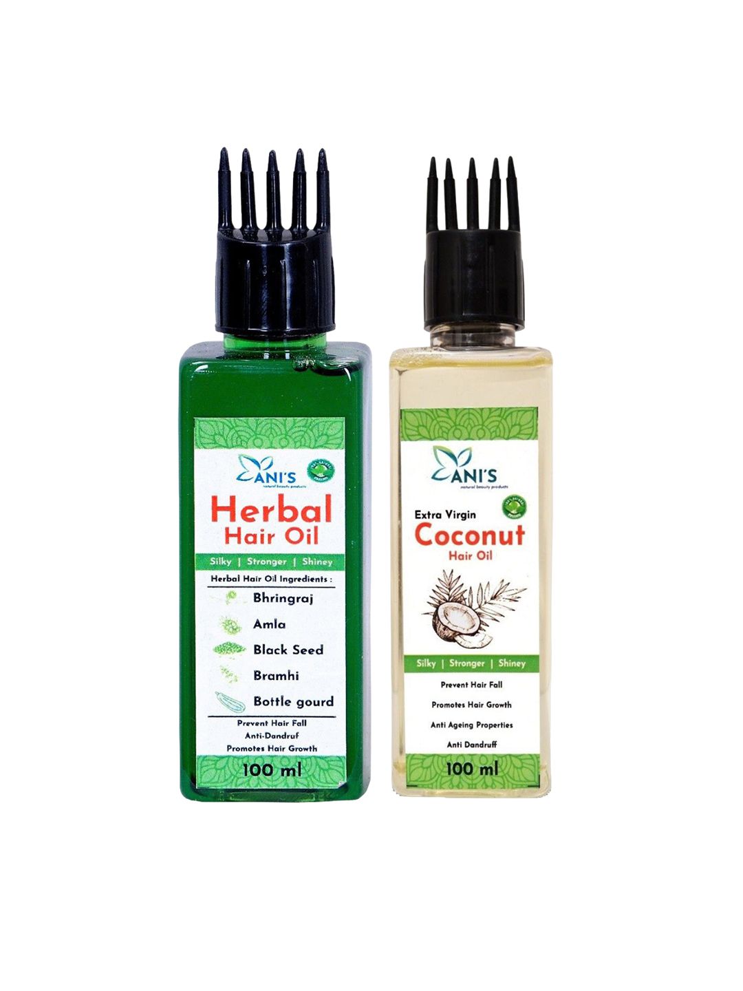 ANI'S Set Of 2 Herbal & Coconut Hair Oil For Strong & Silky Hairs - 100ml Each