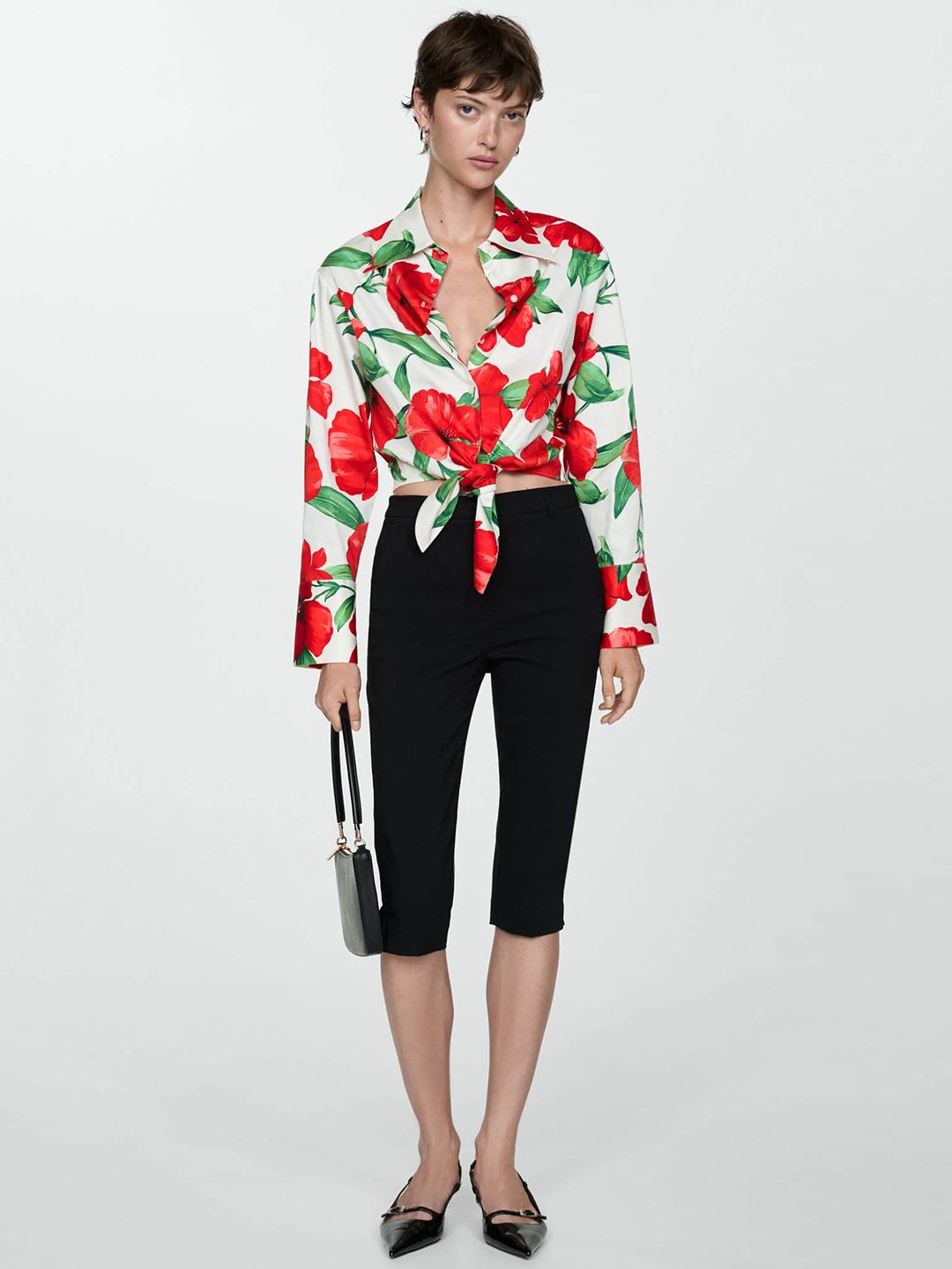 Floral Print Tie-Up Detail Shirt
