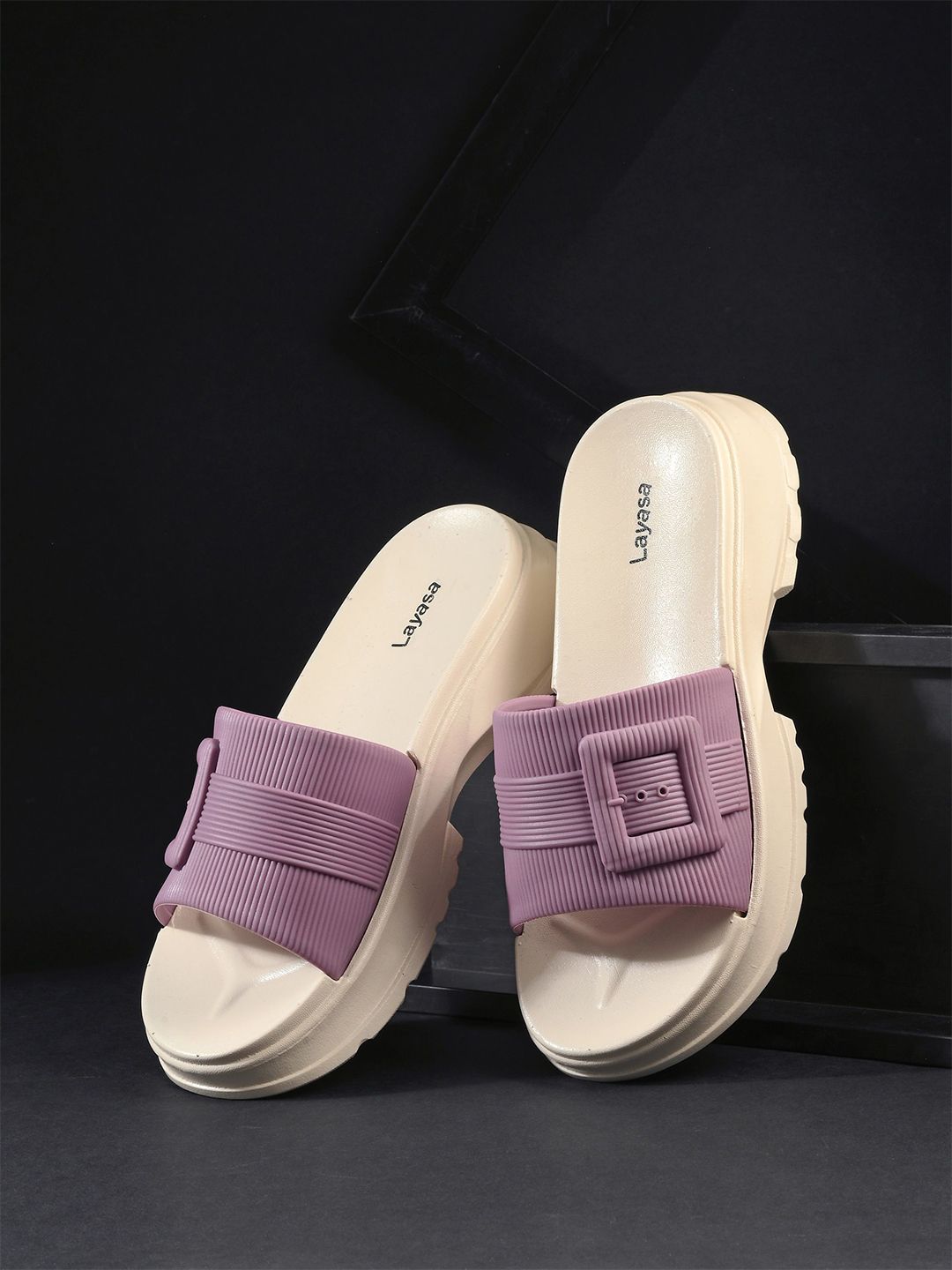 Layasa Women Self Design Synthetic Sliders